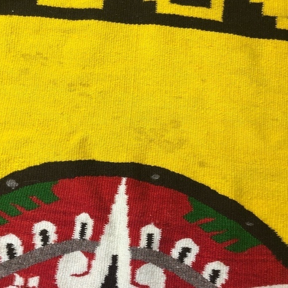 Vintage Yellow Aztec Calendar Rug Runner Tapestry - Picture 5 of 8